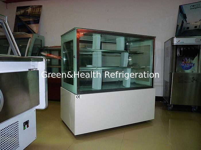 1.5 meter Vertical Chiller 660W , Cake Display Freezer 3 Shelf With Tough Glass