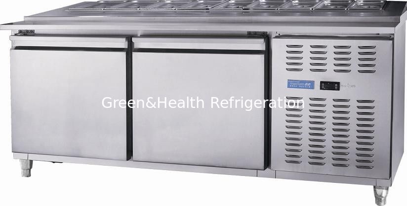Stainless Steel Commercial Kitchen Worktable Pizza Salad Freezer Table Refrigerator For Industrial Hotel / Restaurant