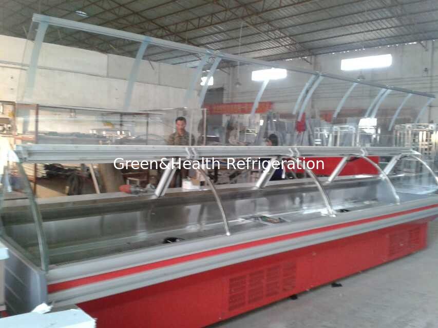Meat Shop Open Display Cooler meat Deli Refrigerator Front Flip Glass Door