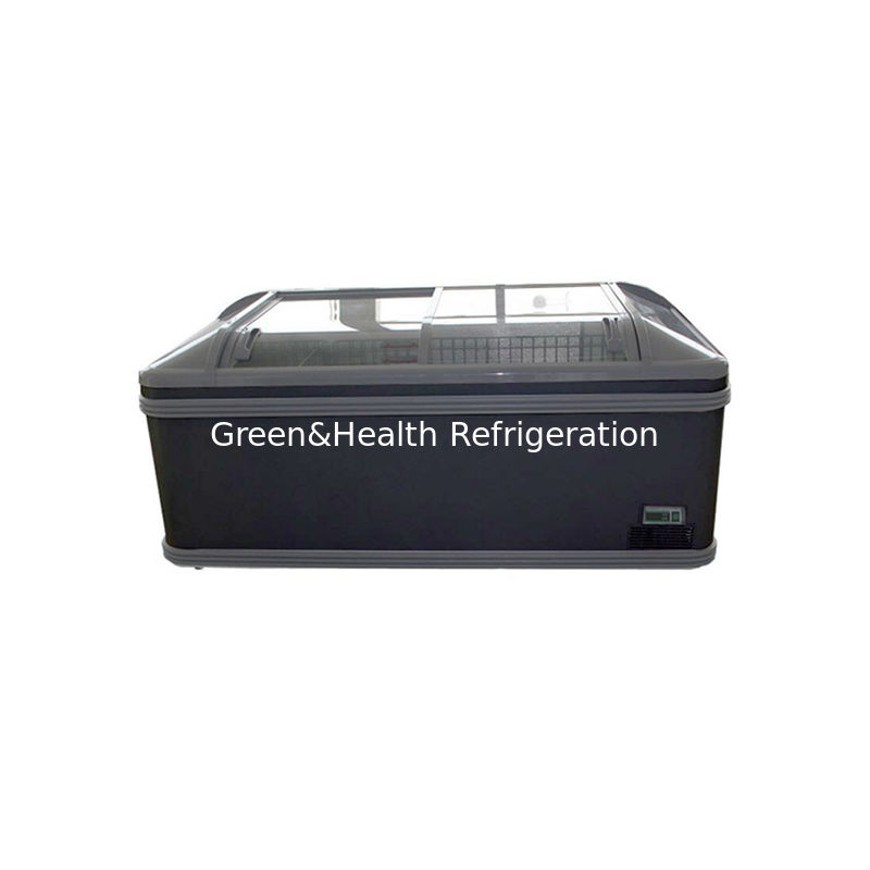 Black Commercial Display Freezer Static Cooling System Temperature Adjustable