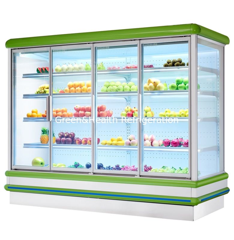 Commercial Supermarket Outdoor Multideck Open Chiller / Fruit And Veg Display Fridge