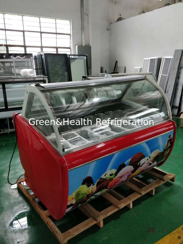 12 14 16 Flavors Ice Cream Display Cabinet Case For Gelato Store stainless steel