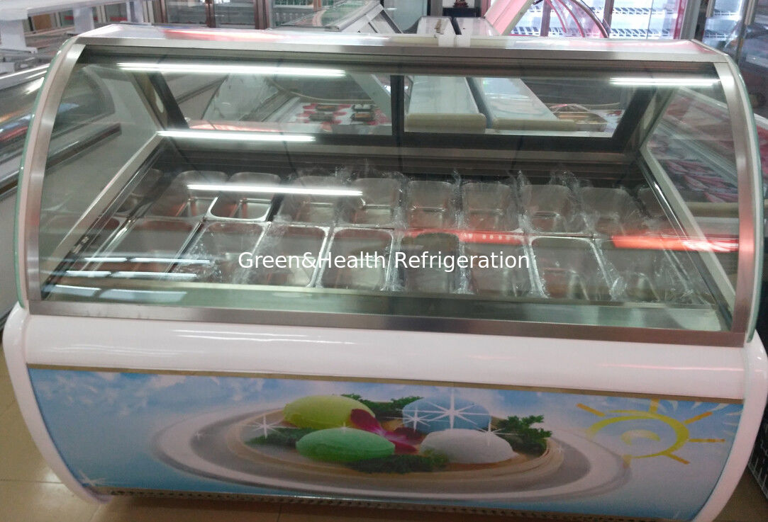 12 14 16 Flavors Ice Cream Display Cabinet Case For Gelato Store stainless steel
