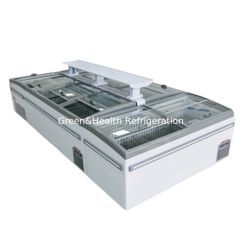 Flexiable Display Type Glass Door Auto Defrostr Supermarket Island Freezer