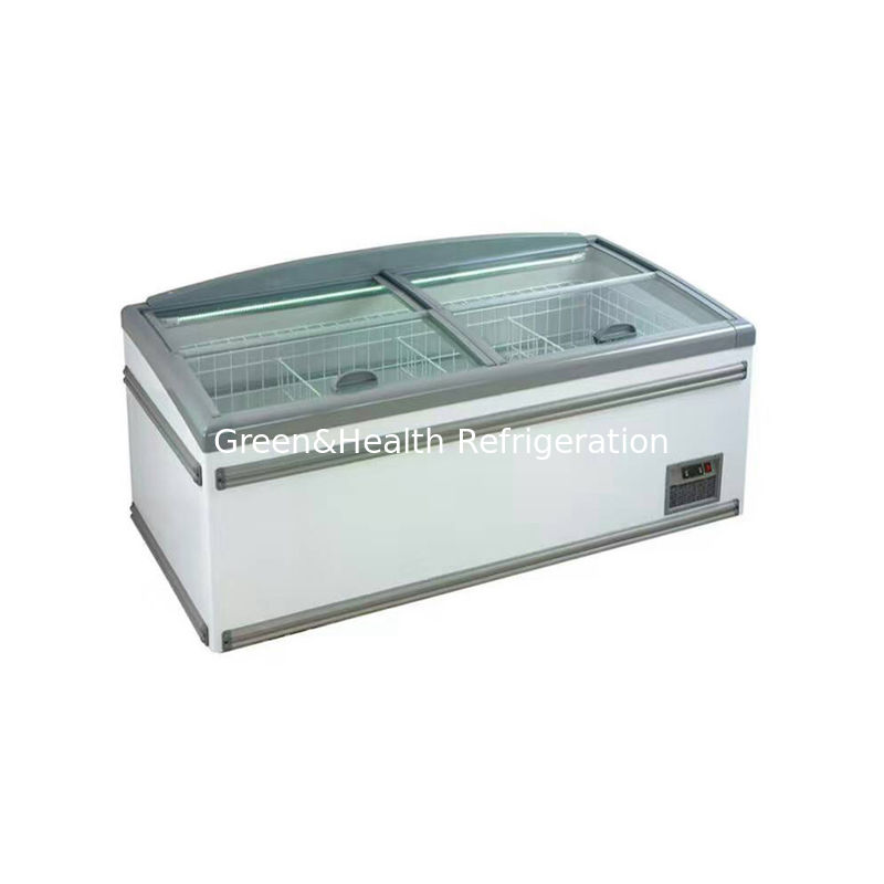 2.1 Meter White Color Commercial Display Freezer / Island Showcase For Meat And Seafood