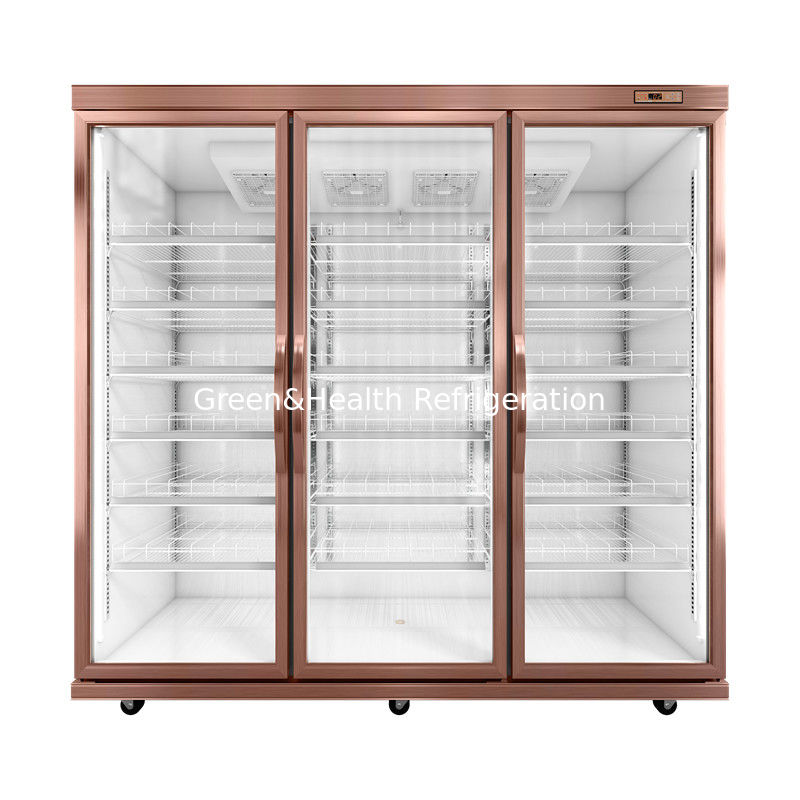 Supermarket Merchandise Front Temper Glass Door Freezer / Beverage Showcase Refrigerator