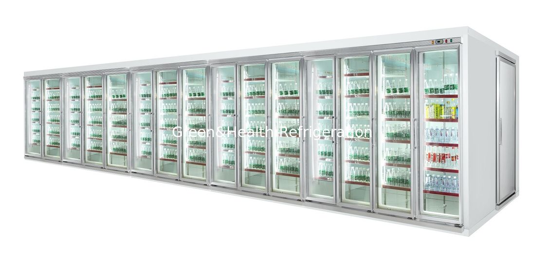 Commercial Glass Door Walk In Freezer For Supermarket With Customized Size