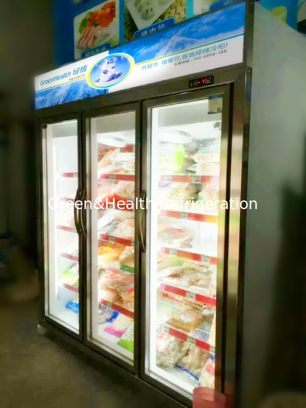 Commercial Upright Ice Cream Glass Door Freezer With -5 Or -18℃ 1220L
