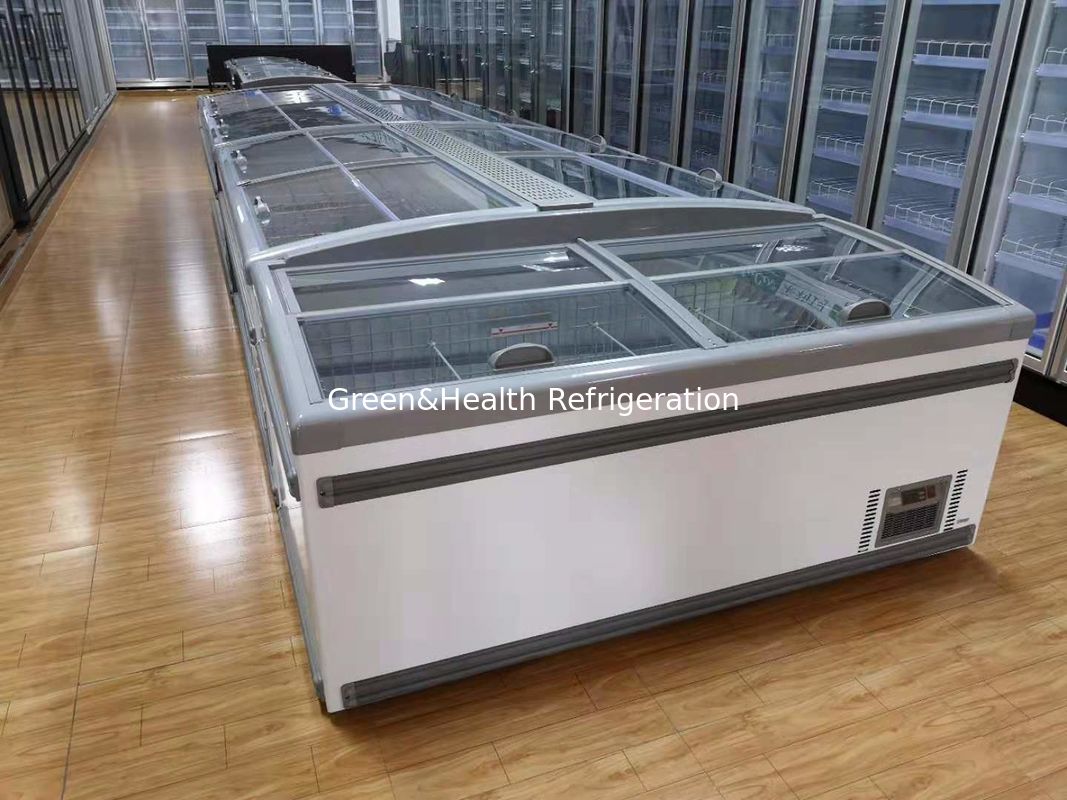 White Color Commercial Fridge Chest Freezer With Siding Door For Supermarket