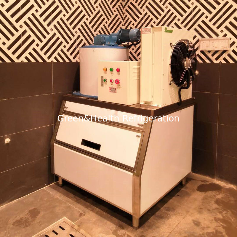 500 Kgs Fan Cooling Seafood Dry Flake Ice Maker Machine With Hanbell Compressor