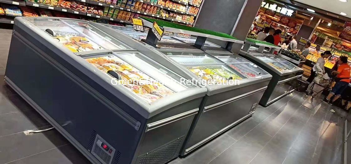2.5m Gray Color Commercial Display Freezer With Tempered Glass 1040L Capacity