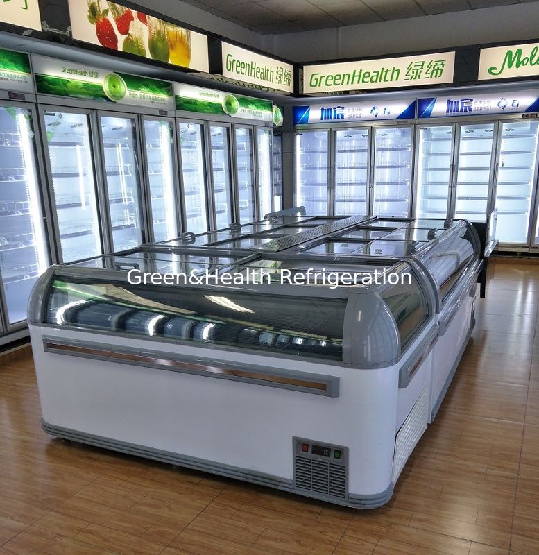 Commercial Plug In Combine Island Display Freezer Showcase For Ice Cream , Meat