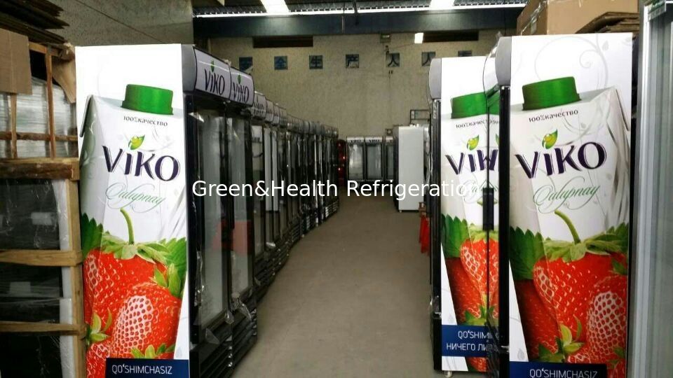 Cold Drink Beverage Display Cooler Fridge / Store Upright Glass Door Display Refrigerator