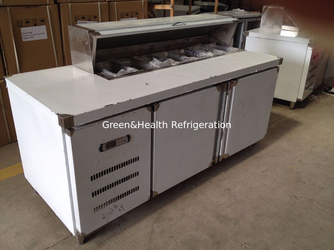 Stainless Steel Commercial Kitchen Worktable Pizza Salad Freezer Table Refrigerator For Industrial Hotel / Restaurant