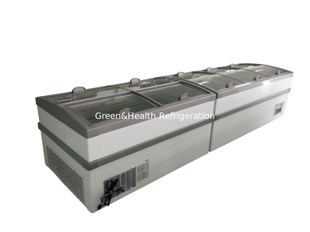 Large Supermarket Island Freezer With Sliding Door -22 ~ -18℃ Combined Direct Cooling