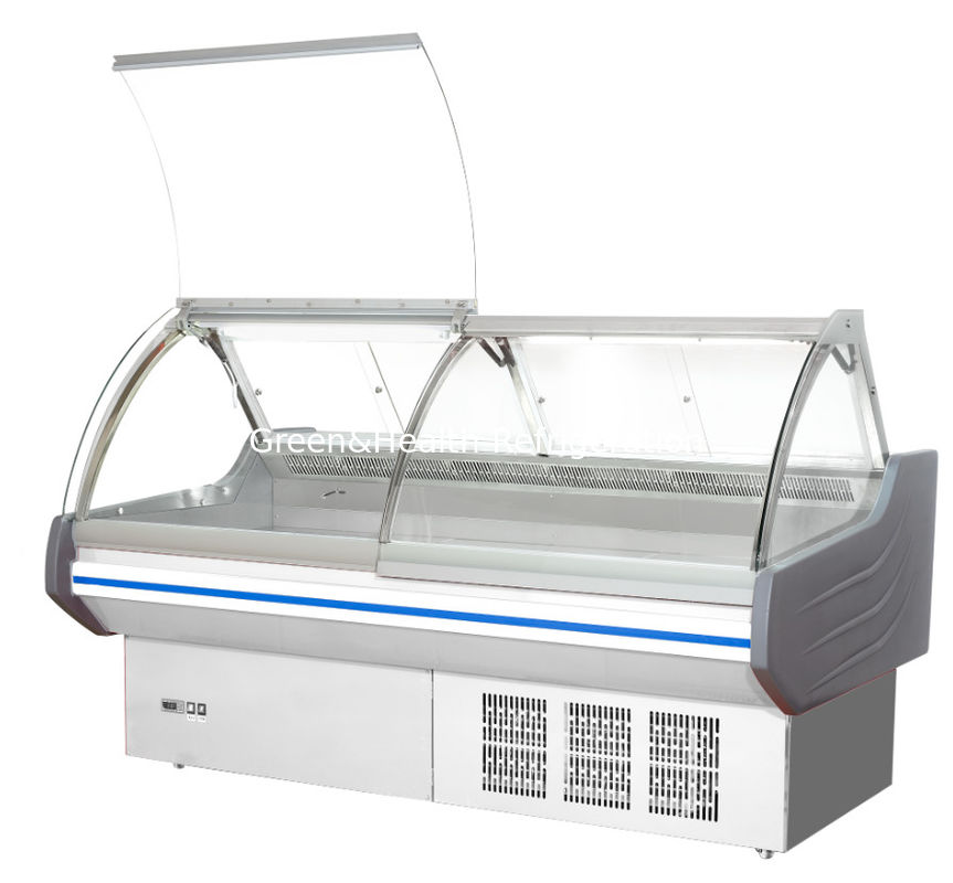 2m 5m Meat Display Chiller With Stainless Steel Cabinet For Butchery Store