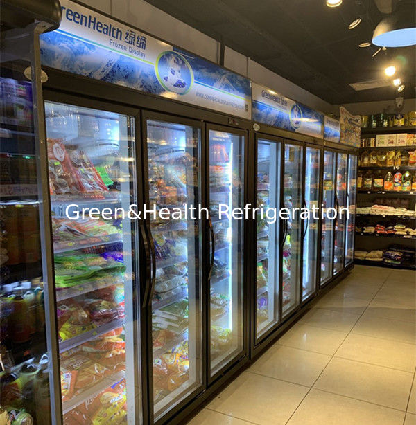 Air Cooling 3 Door Glass Display Freezer With Led Light For Supermarket