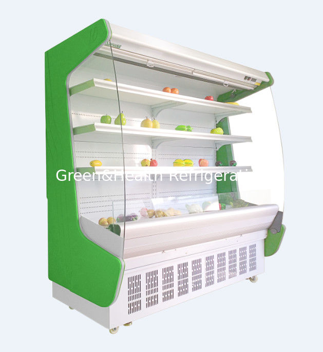 Commercial Air Curtain Open Chiller with Auto-Defrost Night Curtain and 3000mm Length for Supermarket Display