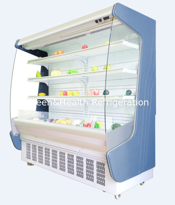 Commercial Air Curtain Open Chiller with Auto-Defrost Night Curtain and 3000mm Length for Supermarket Display