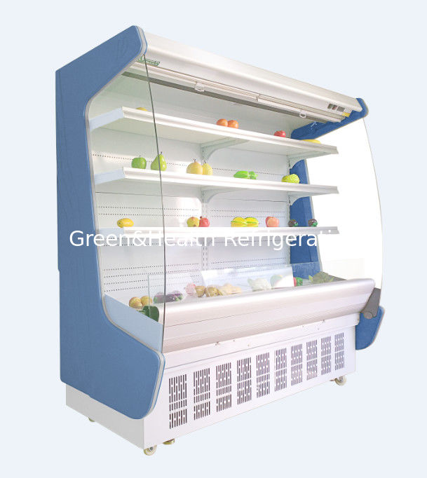 Commercial Air Curtain Open Chiller with Auto-Defrost Night Curtain and 3000mm Length for Supermarket Display
