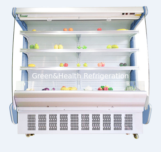 Commercial Air Curtain Open Chiller with Auto-Defrost Night Curtain and 3000mm Length for Supermarket Display
