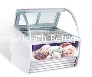 Red Green Black Color Curved Sliding Door Ice Cream Display Freezer