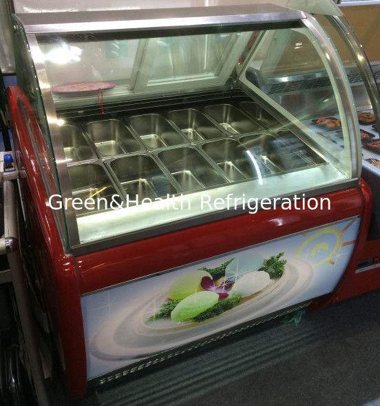 Pan Size 325*176*100mm Customized Stainless Steel Ice Cream Display Freezer