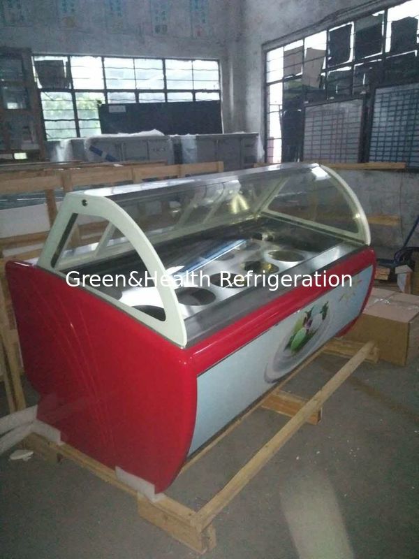 Energy-Efficient Commercial Ice Cream Display Freezer with Curved Glass Top and Danfoss Compressor