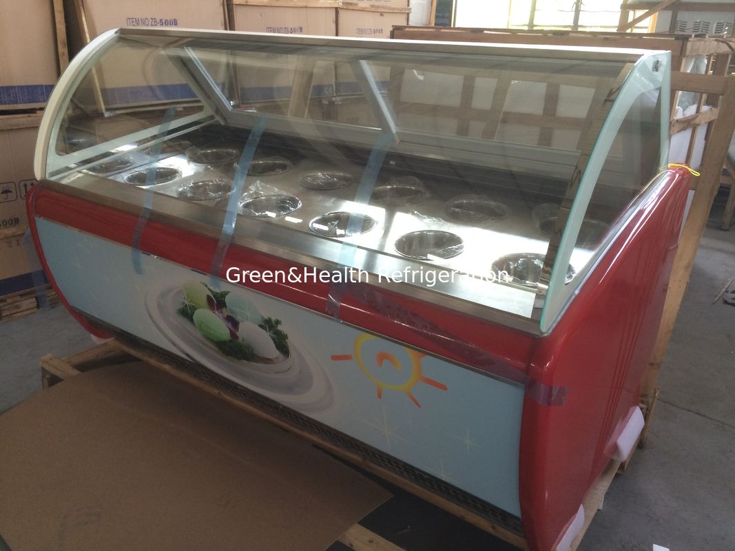 Energy-Efficient Commercial Ice Cream Display Freezer with Curved Glass Top and Danfoss Compressor