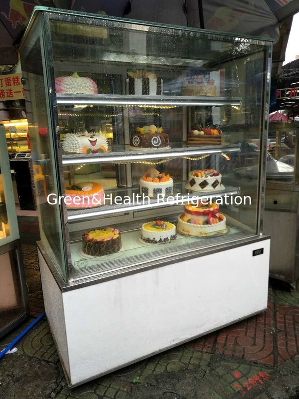 Tall Three Sides Glass Vertical Cake Display Cooler /  Refrigerated Display Cabinet