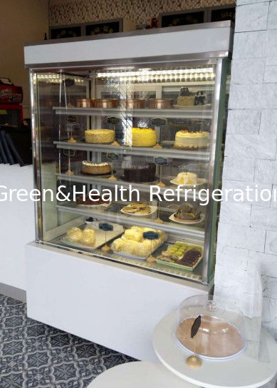 Curved Glass Door With 3 Shelf Cake Display Showcase For  Snack In Bakery Shop