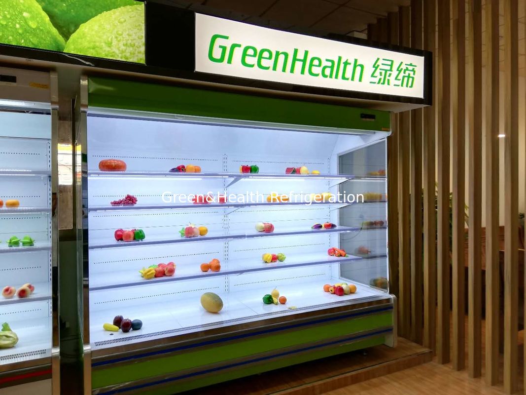 Green Multideck Air Curtain Open Deck Display Fridge For Convenience Shop
