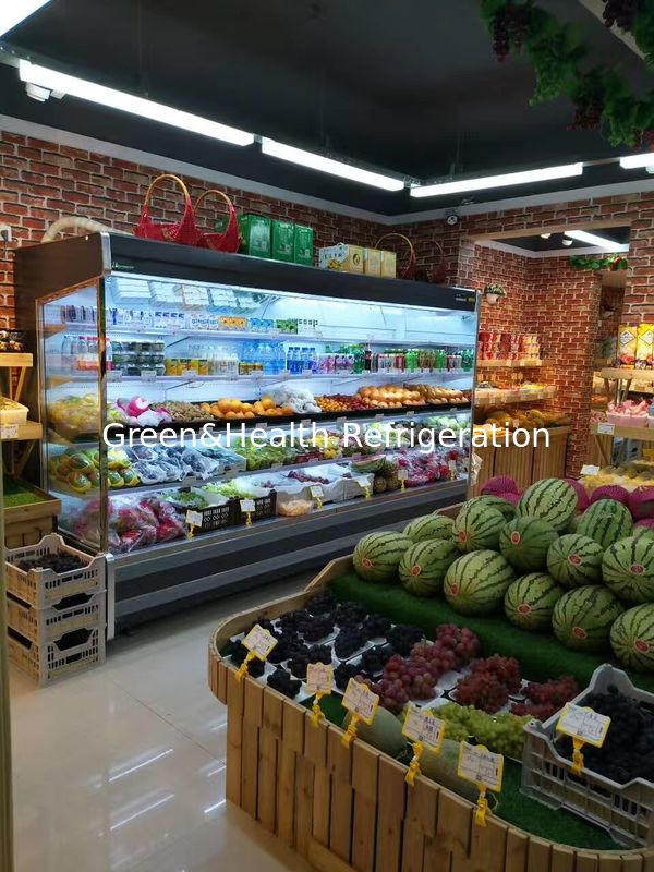 Green Multideck Air Curtain Open Deck Display Fridge For Convenience Shop