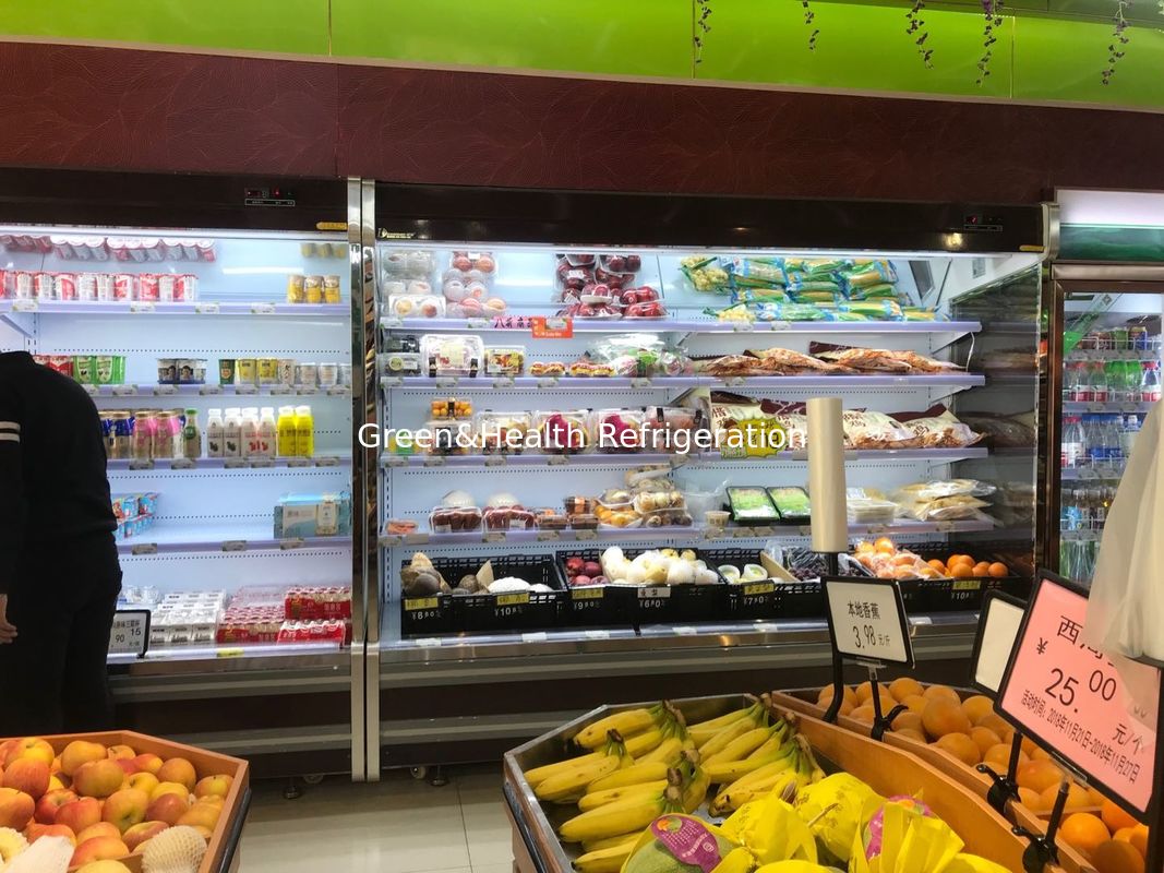 Green Multideck Air Curtain Open Deck Display Fridge For Convenience Shop