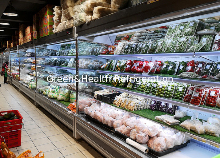 Green Multideck Air Curtain Open Deck Display Fridge For Convenience Shop