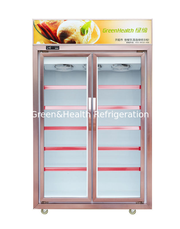 Luxury Aluminum Commercial Display Freezer / 2 Door Supermarket Upright Display Fridge