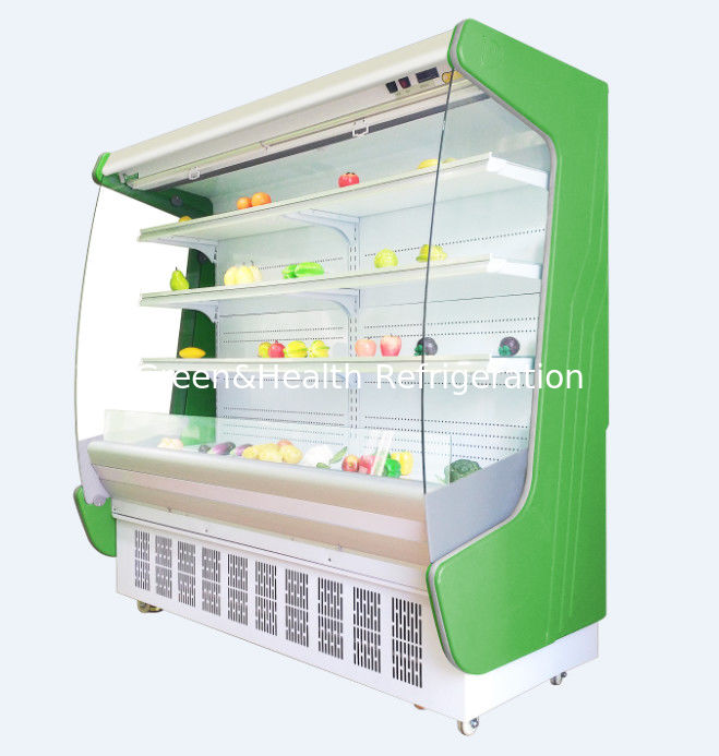 Remote round end open chiller with adjustable multi deck shelf