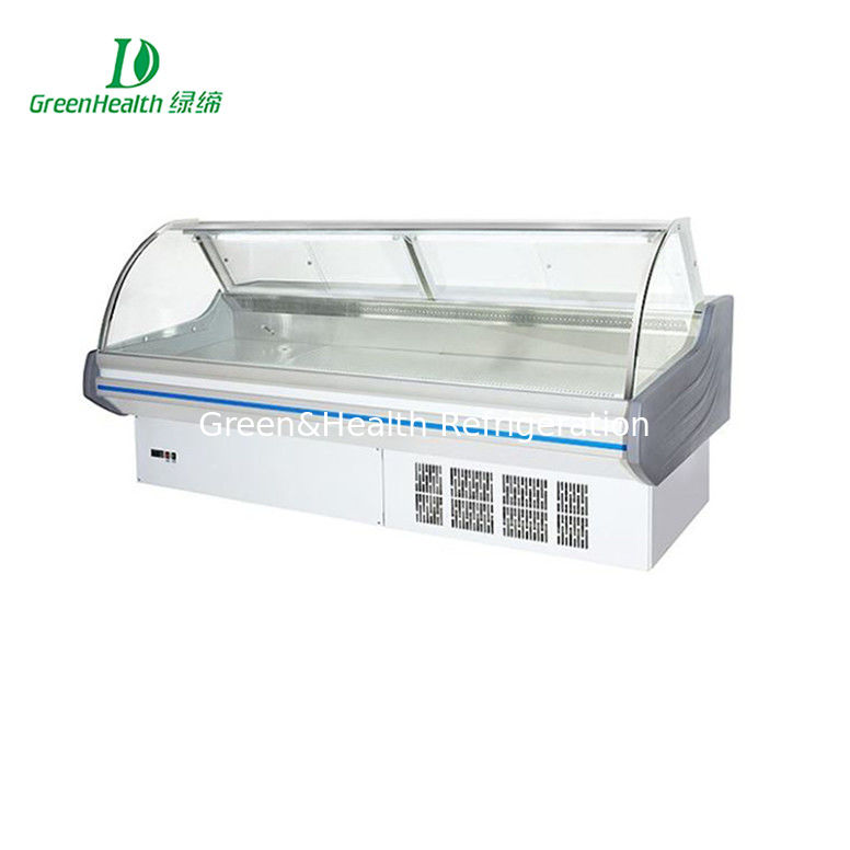 Curved Flip Up Glass Door Meat Display Refrigerator For Butchery Shops Commercial