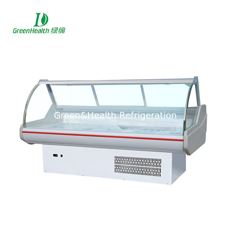 Curved Flip Up Glass Door Meat Display Refrigerator For Butchery Shops Commercial