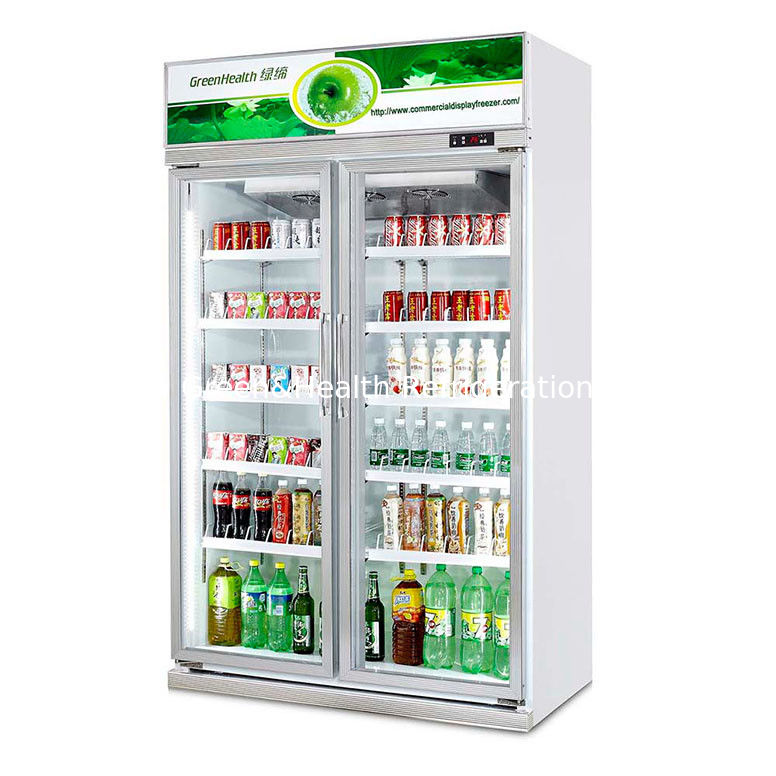 White Color Glass Door Cooler Drink Chiller Showcase With Demist Function R134a