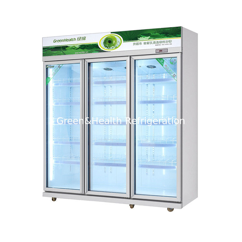 Large Capacity Glass Door Commercial Beverage Cooler Round Interior Corners For Easy Cleaning