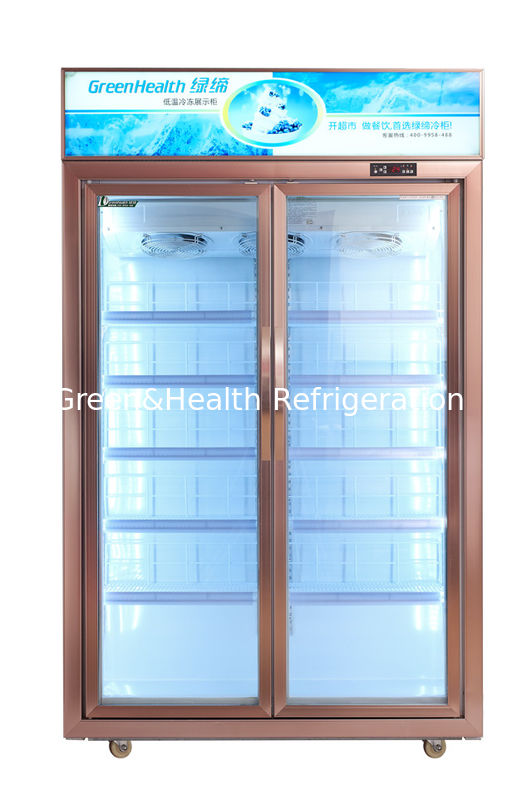 Commercial 2 Glass Doors Display Refrigerator Freezer For Beverage Cold Drink