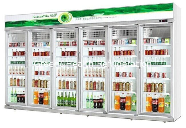 Portable Five Glass Door Upright Display Cooler / Supermarket Beverage Fridge