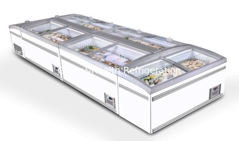 Top glass sliding door mobile deep chest freezer single temperature island display freezer
