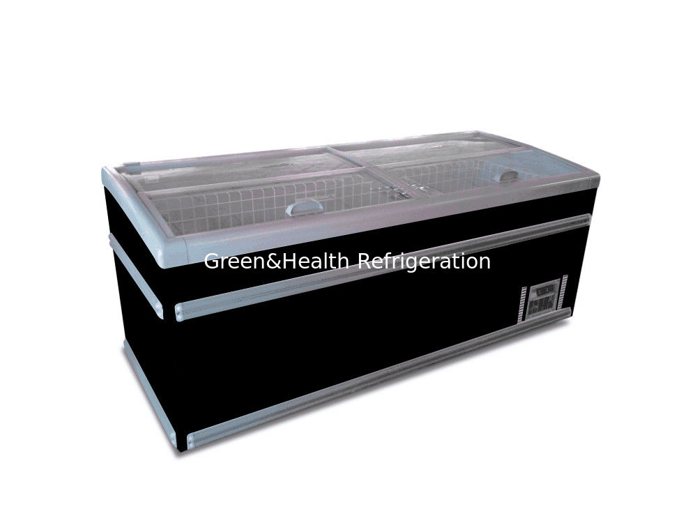 Top glass sliding door mobile deep chest freezer single temperature island display freezer