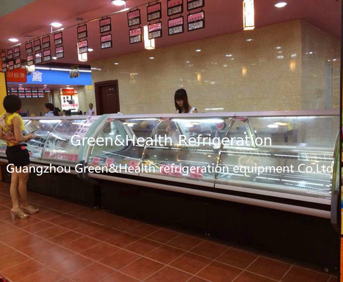 Commercial Deli Display Refrigerator with Fan Cooling Danfoss Compressor and Curved Glass Design