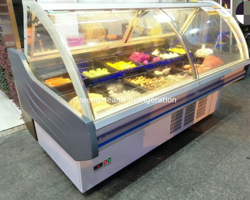 Supermarket Deli Display Fridge Butcher Refrigeration Equipment With Flip Up Glass Door