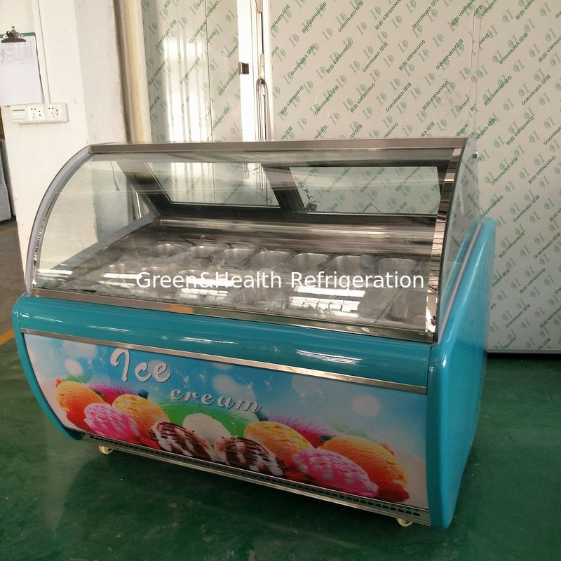 Commercial Hard ice cream showcase italian gelato glass display case fruit Ice cream display cabinets