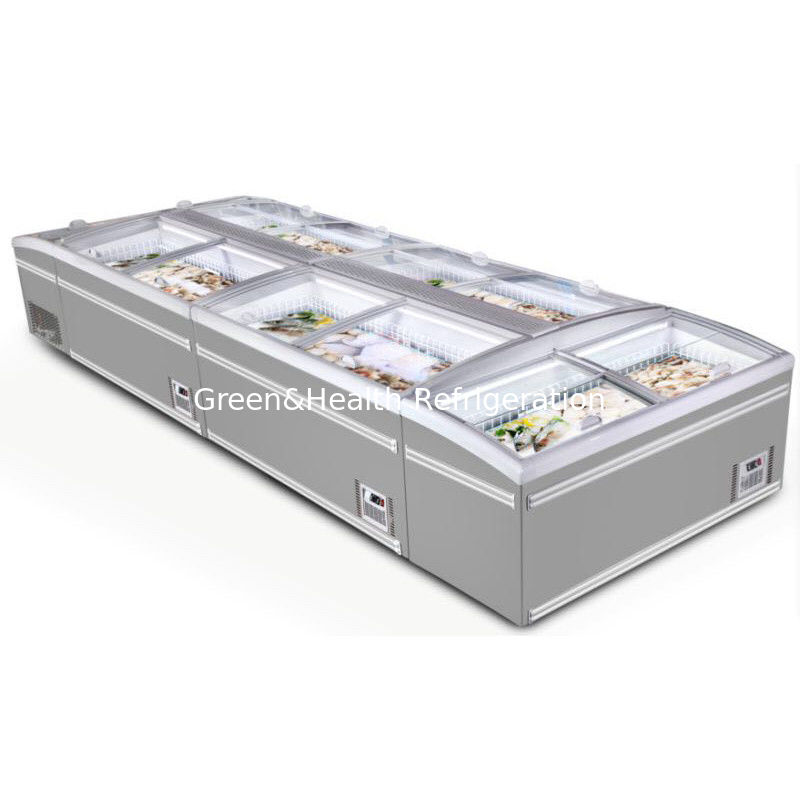 Commercial Chest Island Freezer with Sliding Glass Doors and Auto Defrost Featuring Danfoss Compressor