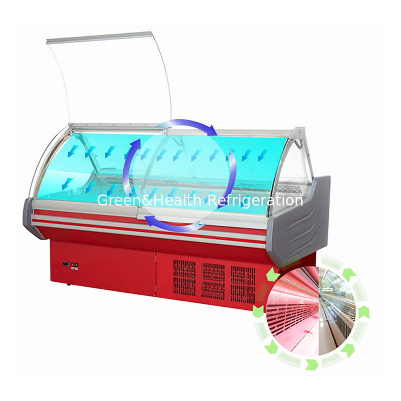 Front Open Door Meat Display Cabinet Supermarket Deli Case Air Cooling